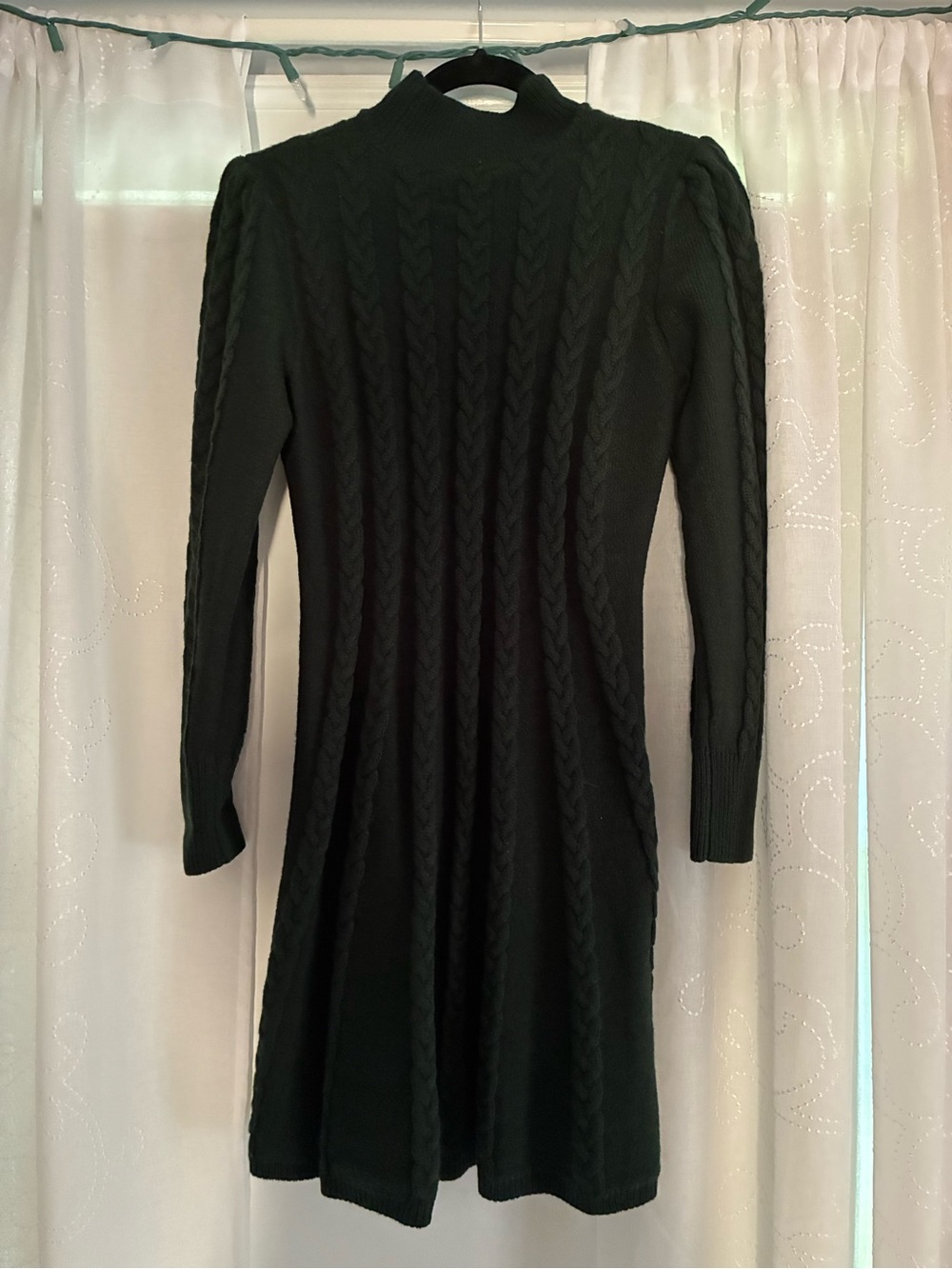 Jessica Howard Dark Green Cable-Knit Long Sleeve Dress